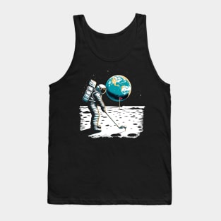 Golf Novelty Funny Astronaut Golfing Funny Golf Tank Top